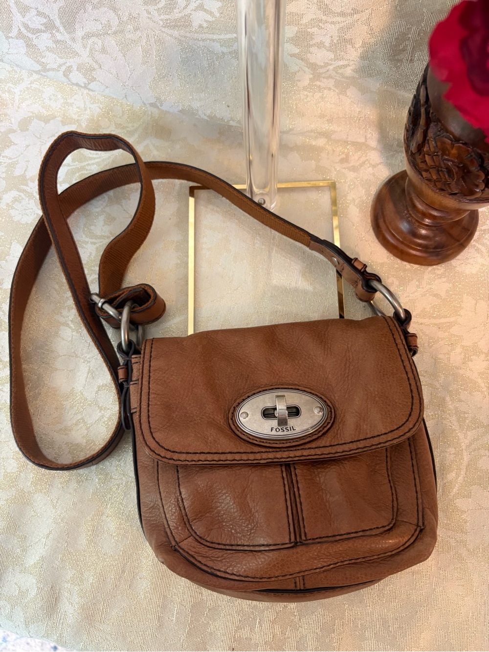 Fossil Vintage Brown Leather Maddox Crossbody/Shoulder Bag